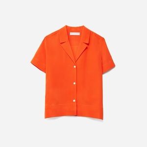 Everlane The Clean Silk Short-Sleeve Notch Shirt - Orange